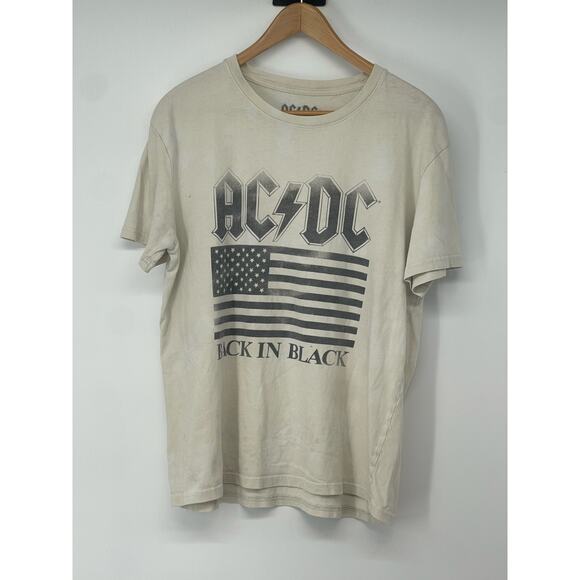 Lucky Brand‎ Back In Black AC/DC White T-Shirt Size L - Picture 1 of 4